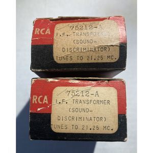 2 RCA 75212-A - I.F. Transformers (Sound Discriminator) Tunes to 21.25 MC. NOS